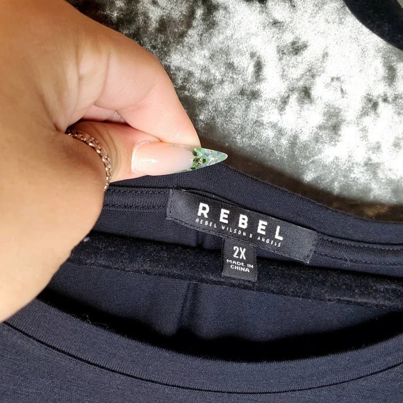 Rebel by Rebel Wilson X Angels Black Sequin Cold Shoulder Top - Picture 4 of 5